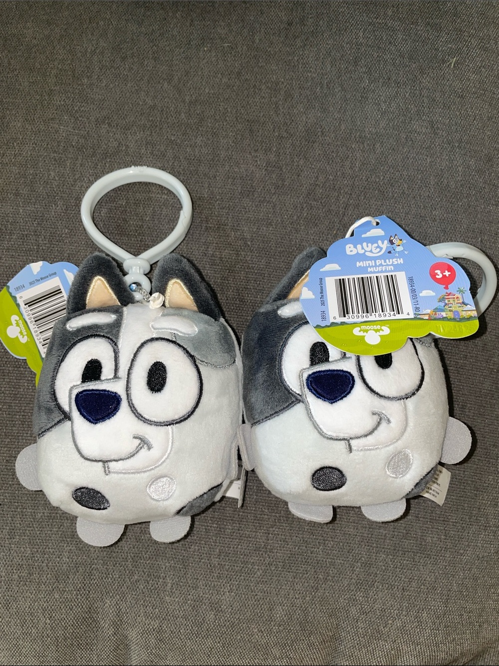 Bluey Mini Plush Clip-On Keychain - Gray/White